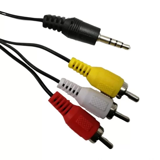 3.5MM JACK TO 3 X RCA AV PHONO CABLE HEADPHONE MALE STEREO